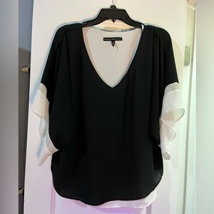 White House Black Market V Neck Colorblock Flowy Kimono Shirt Size Medium